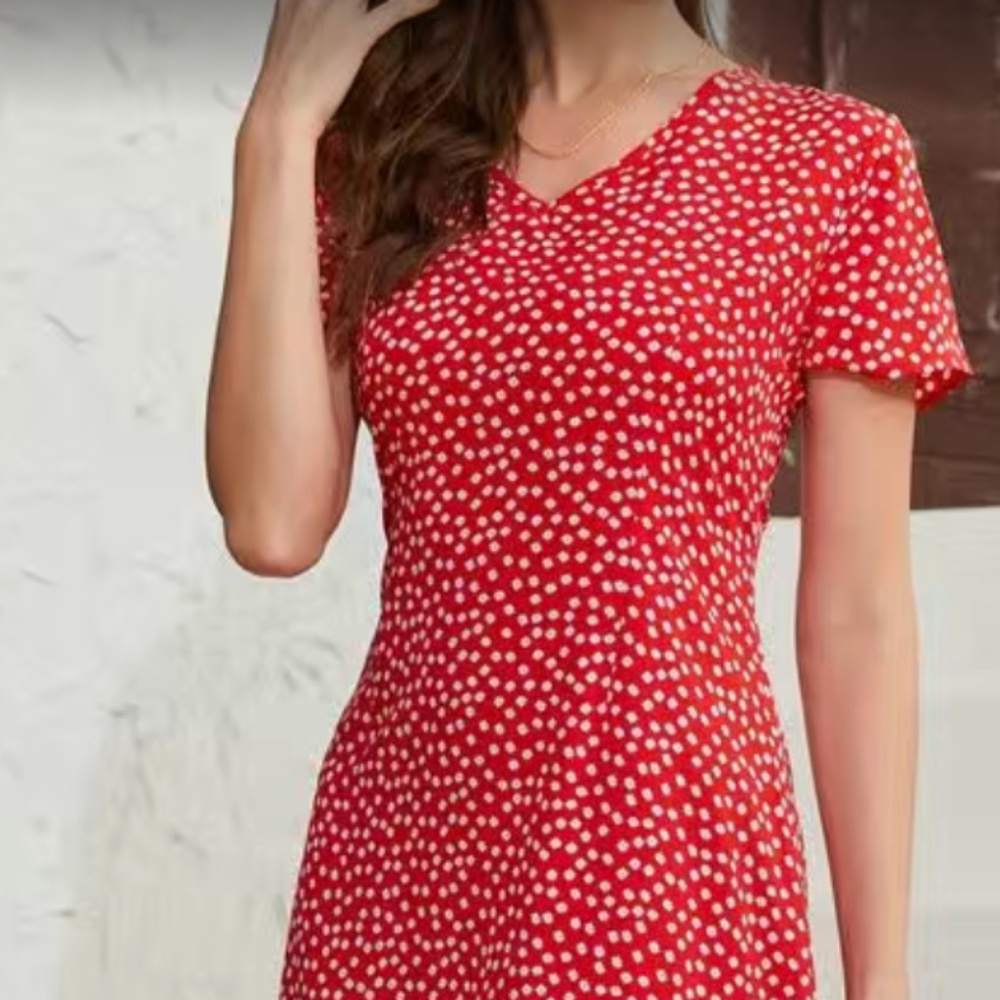 Red polka dot print dress